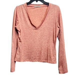 TRISECS Medium V Neck Semi Crop Top Long Sleeve Pullover Gym Athleisure